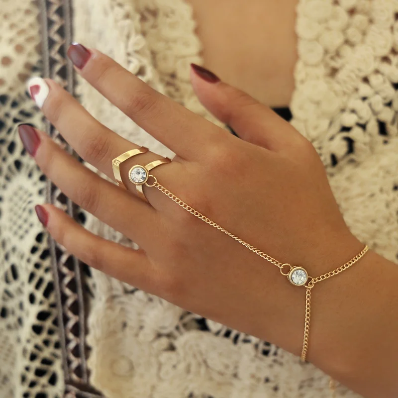 Gold Big Crystal Ring Bracelet for Women Wrist Chain Jewelry Fashion Hand Back Chain Bangles Female Arm Link Bracelet
Gold Big Crystal Ring Bracelet for Women Wrist Chain Jewelry Fashion Hand Back Chain Bangles Female Arm Link Bracelet