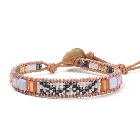 American fashion natural stone crystal bracelet buckle woven leather bracelet imported MIYUKI rice beads handmade jewelry, Picture
American fashion natural stone crystal bracelet buckle woven leather bracelet imported MIYUKI rice beads handmade jewelry, Picture