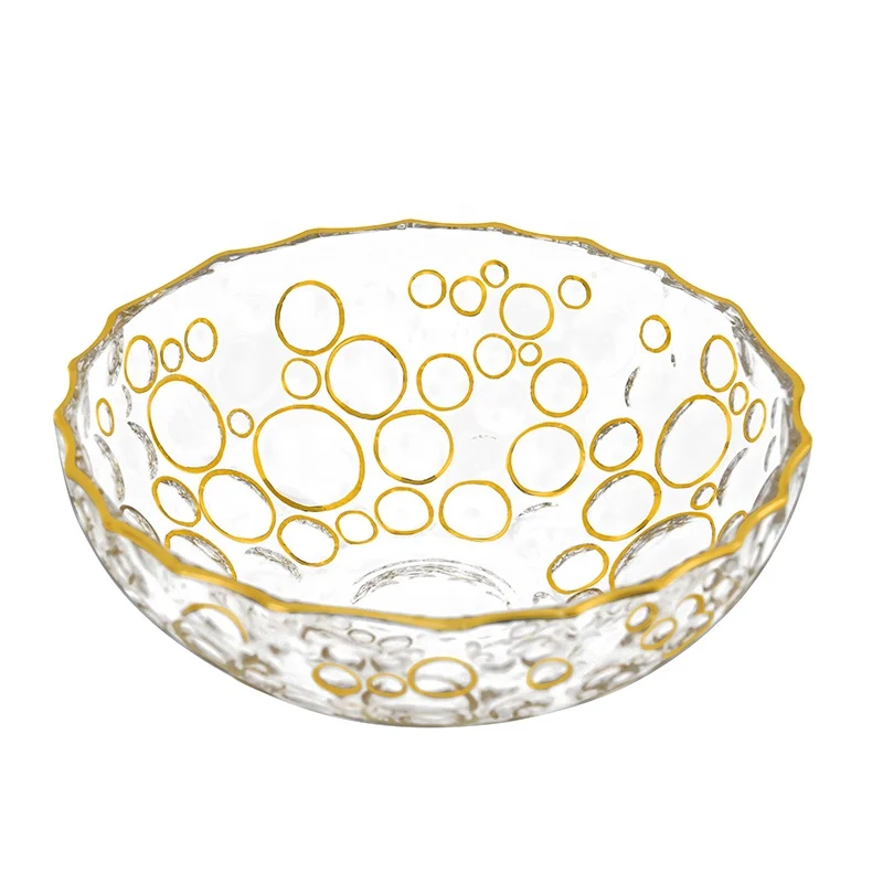 wholesale luxury glass bowl Freezing point texture glod painted glass fruit salad bowl, Gold
wholesale luxury glass bowl Freezing point texture glod painted glass fruit salad bowl, Gold