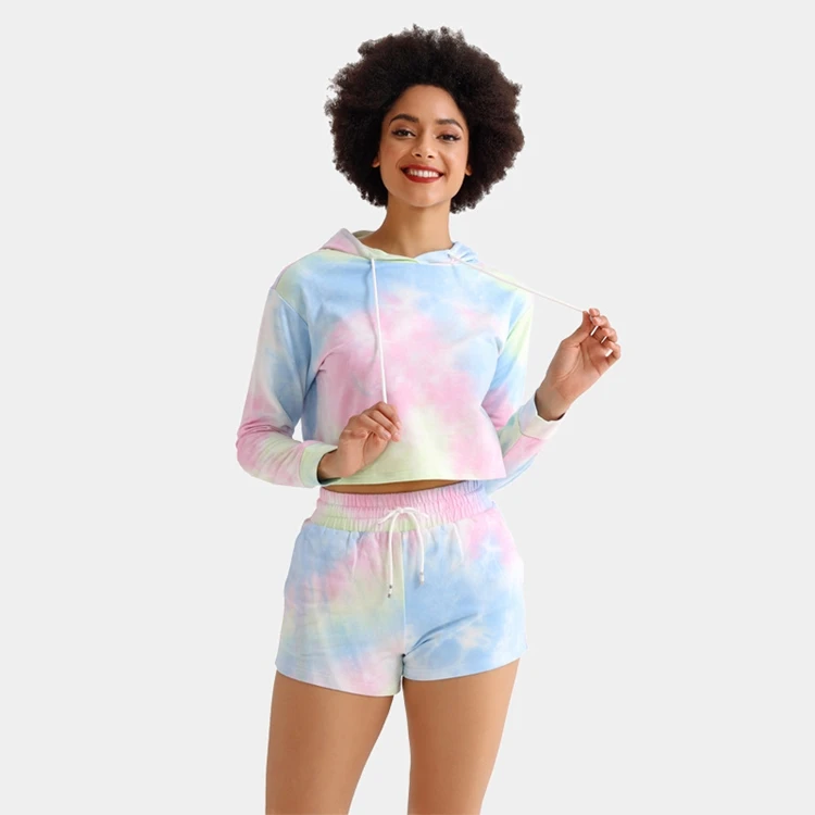 New Fashion Women Yoga Pants Tie-Dyes Crop Top Suit Sport Wear Colorful Cotton Plain Sweatshirt Crop Hoodie And Shorts S
New Fashion Women Yoga Pants Tie-Dyes Crop Top Suit Sport Wear Colorful Cotton Plain Sweatshirt Crop Hoodie And Shorts S
