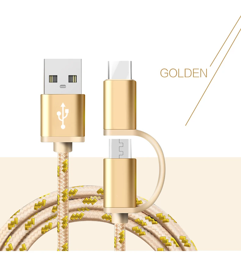 USB usb golden charging data cable 2 in 1 for laptop and android phone, Silver/gold/pink
USB usb golden charging data cable 2 in 1 for laptop and android phone, Silver/gold/pink