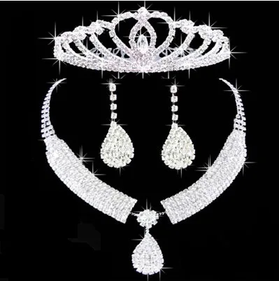 Luxury Wedding accessories women jewelry set bridal crystal crown brass zircon jewelry necklace set, White gold plated
Luxury Wedding accessories women jewelry set bridal crystal crown brass zircon jewelry necklace set, White gold plated