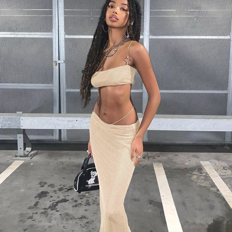 Spring 2022 Women Clothing Solid Mesh 2 Piece Skirt Set Ladies Sling Tube Top And Long Skirt Set
Spring 2022 Women Clothing Solid Mesh 2 Piece Skirt Set Ladies Sling Tube Top And Long Skirt Set