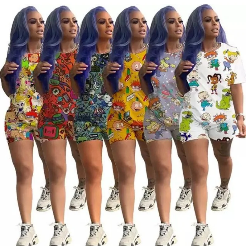 Women's Casual Print Cute Cartoon Tracksuit Home Sportswear Summer Top And Bikers Shorts 2 Piece Sets, White, yellow, dark green, multicolor, light purple, orange-red
Women's Casual Print Cute Cartoon Tracksuit Home Sportswear Summer Top And Bikers Shorts 2 Piece Sets, White, yellow, dark green, multicolor, light purple, orange-red