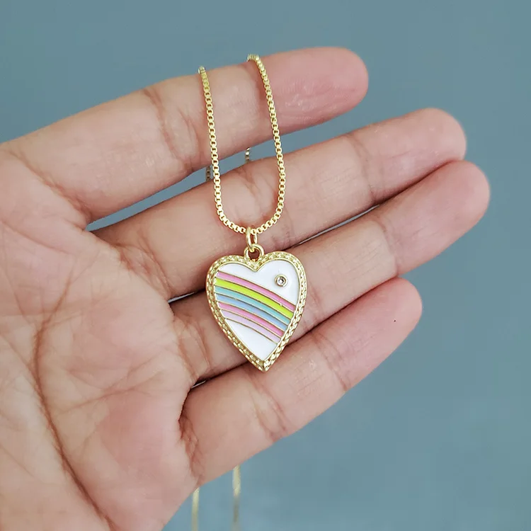 NM1185 Fashion Spring Jewelry Gold Plated Rainbow Enamel Love Heart Pendant Chain Necklace ,Valentine's Day Gift For Lover Mom
NM1185 Fashion Spring Jewelry Gold Plated Rainbow Enamel Love Heart Pendant Chain Necklace ,Valentine's Day Gift For Lover Mom