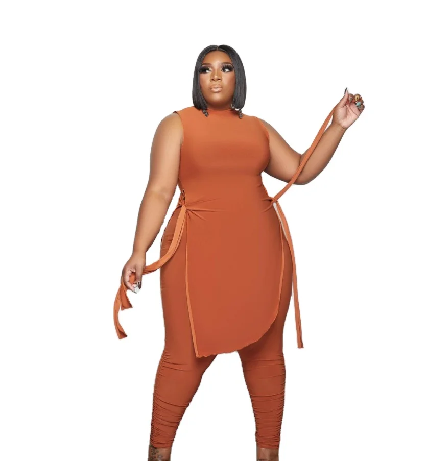 2022 new plus size women's sleeveless top pleated pants casual loose solid two piece set women's
2022 new plus size women's sleeveless top pleated pants casual loose solid two piece set women's