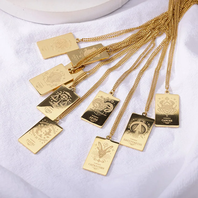 2023 Fashion 18K gold plated constellations charm zodiac sign stainless steel chain pendant necklace for ladies
2023 Fashion 18K gold plated constellations charm zodiac sign stainless steel chain pendant necklace for ladies