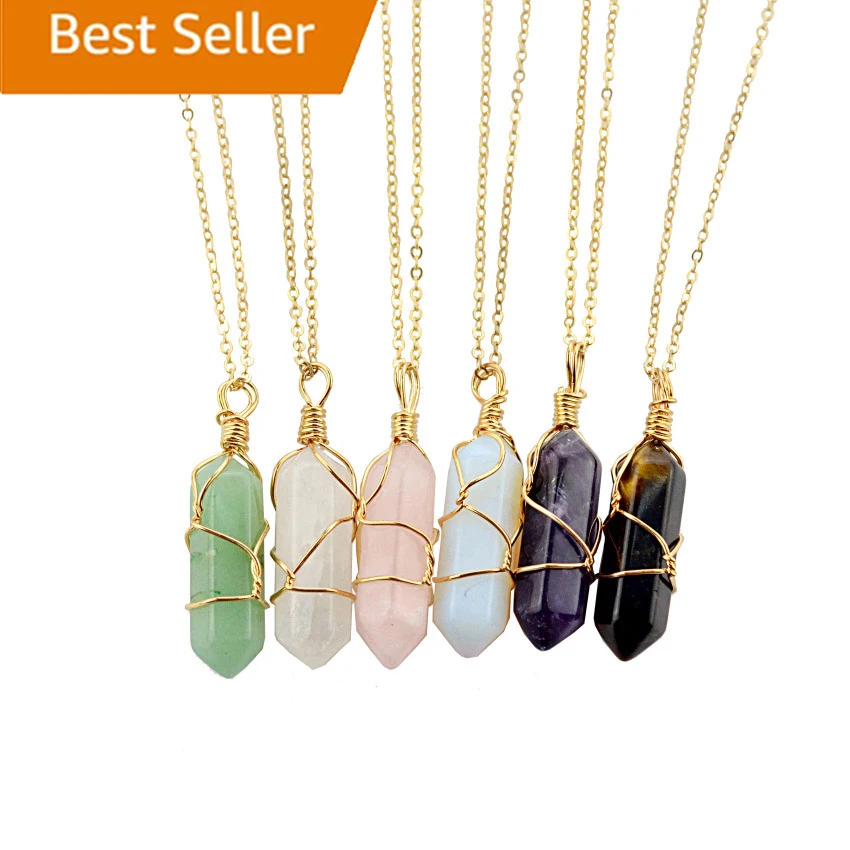 2022 New Natural Stone Bullet Shape Turquoise Jewelry Crystal Gold Silver Color Wire Wrapped Quartz Pendant Necklace For Women
2022 New Natural Stone Bullet Shape Turquoise Jewelry Crystal Gold Silver Color Wire Wrapped Quartz Pendant Necklace For Women