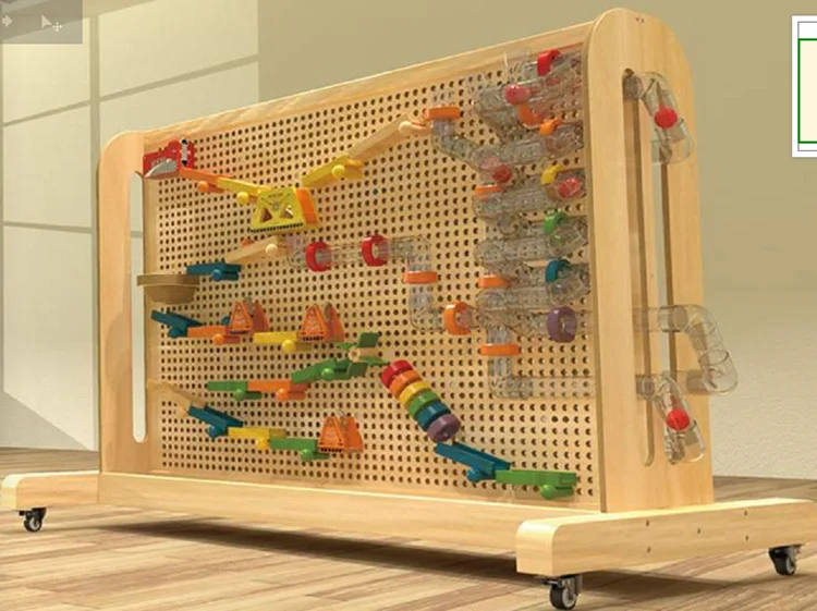 Child Indoor Ball Marble Run Vertical Kindergarten Activity Wood Mounted Panel Mount Game Stem Wooden Play Wall Toy For Kid