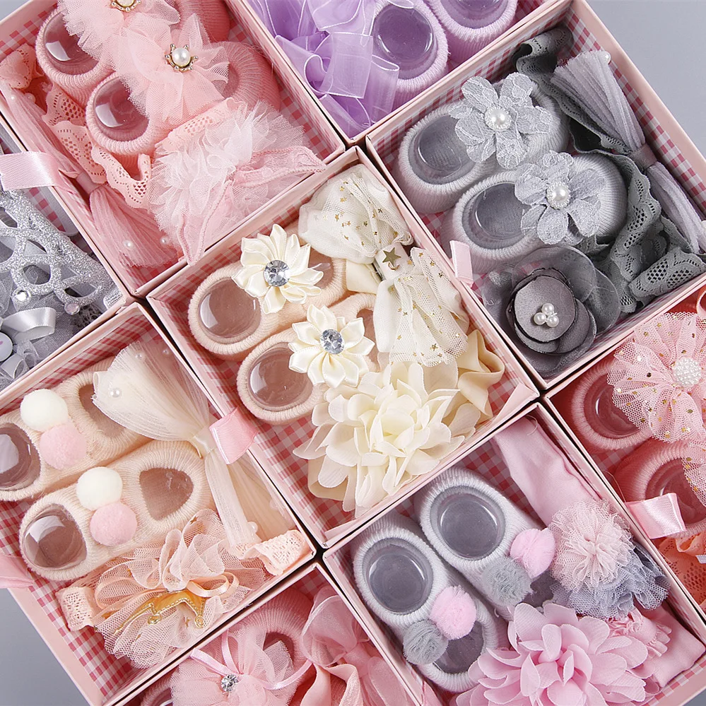 Wholesale Hot selling fashion newborn gifts box lace flower headband set anti slip cotton baby socks, Like the pictyre
Wholesale Hot selling fashion newborn gifts box lace flower headband set anti slip cotton baby socks, Like the pictyre