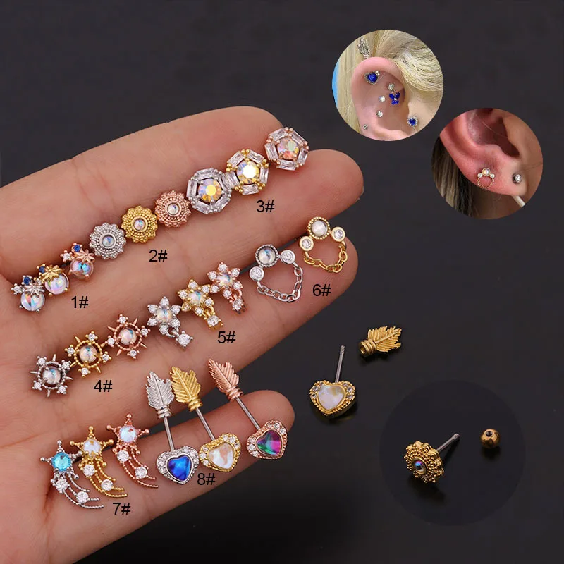 CLARMER 3 Colors Stainless Steel Earrings CZ Screw Ear Stud Earrings Piercings Cartilage Earrings For Woman, As show
CLARMER 3 Colors Stainless Steel Earrings CZ Screw Ear Stud Earrings Piercings Cartilage Earrings For Woman, As show