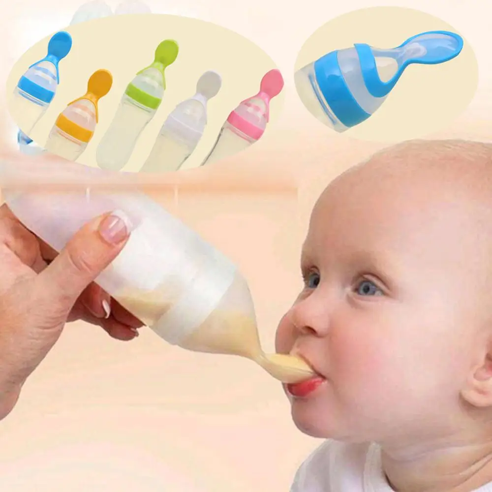 90ML Lovely Safety Infant Baby Silicone Feeding With Spoon Feeder Food Rice Cereal Bottle For Best Gift
90ML Lovely Safety Infant Baby Silicone Feeding With Spoon Feeder Food Rice Cereal Bottle For Best Gift