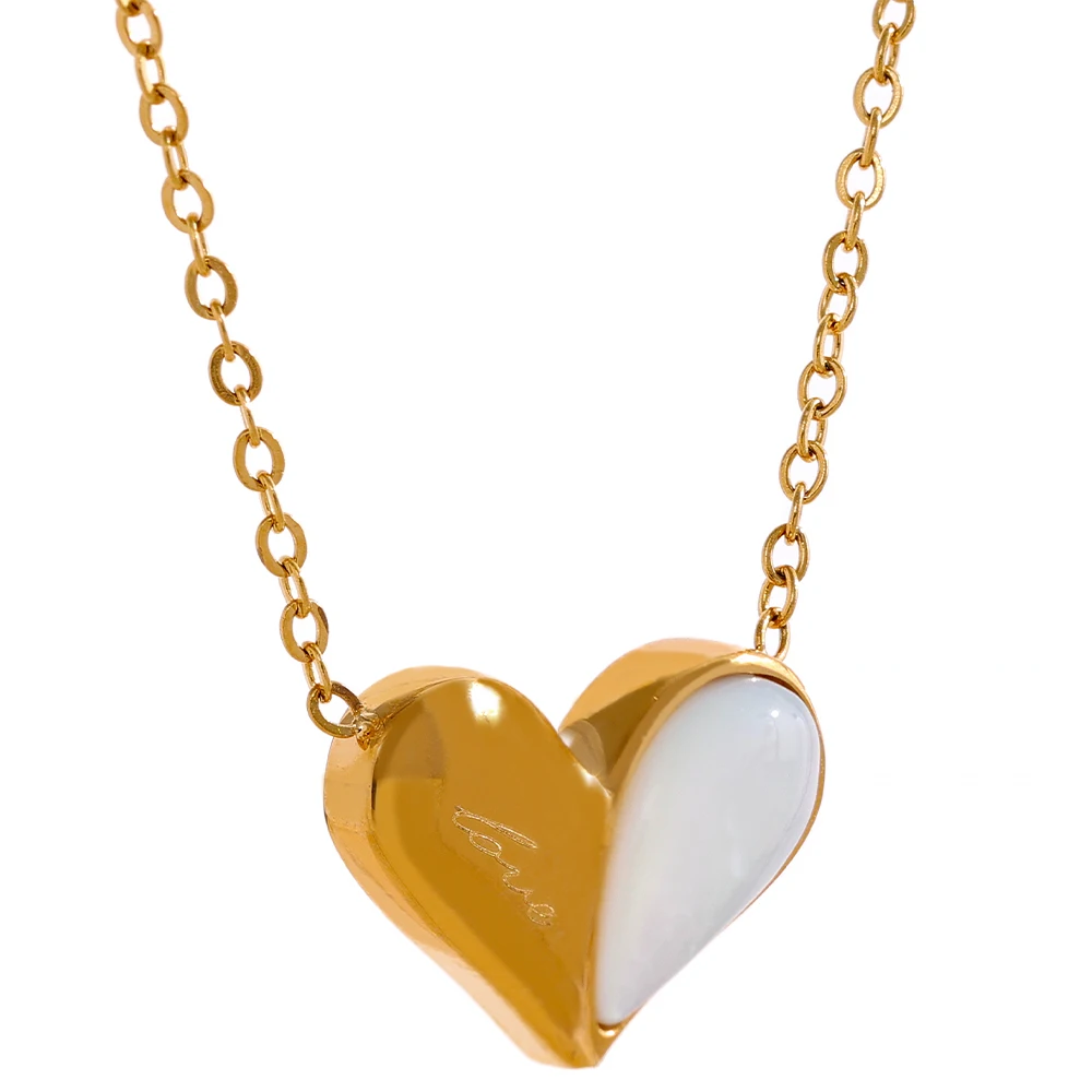 JINYOU 887 Natural Shell Heart Love Pendant Stainless Steel Chain Romantic Sweet Necklace 18K Gold Plated Charm Fashion Jewelry
JINYOU 887 Natural Shell Heart Love Pendant Stainless Steel Chain Romantic Sweet Necklace 18K Gold Plated Charm Fashion Jewelry