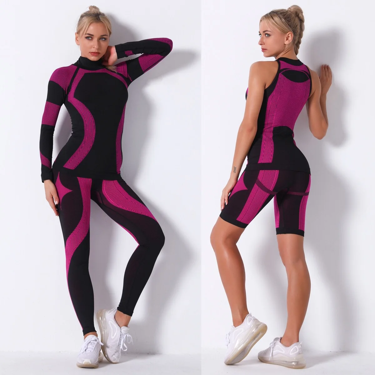 BBLXF9185 Rose red Wholesale gym cycling sportswear 4 piece set female hip lifting fitness 4 piece set seamless yoga 4 piece set, Flare,gray,brown
BBLXF9185 Rose red Wholesale gym cycling sportswear 4 piece set female hip lifting fitness 4 piece set seamless yoga 4 piece set, Flare,gray,brown