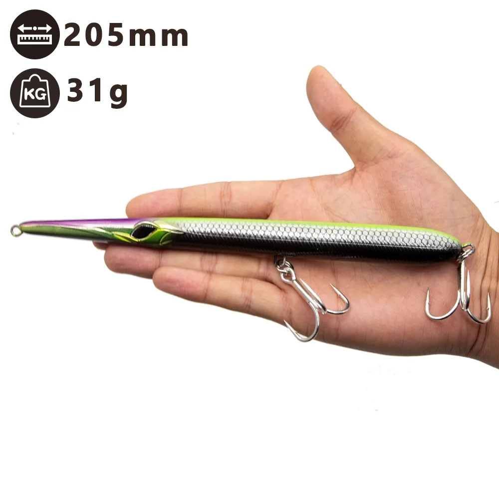 Topwater long casting pencil fishing lure 205mm Hard Lure Artificial Wobblers pencil bass pesca bait 
Topwater long casting pencil fishing lure 205mm Hard Lure Artificial Wobblers pencil bass pesca bait
