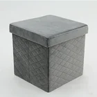 HStex custom 2020 living room leisure furniture foldable fabric storage sofa puff modern velvet ottoman stool pouf