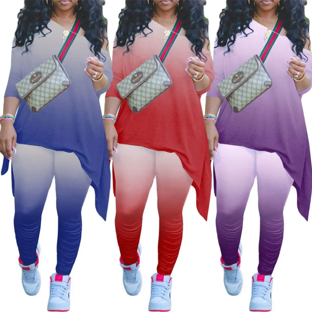 2020 Autumn Sports Gradient Color Slash Neck Street Wear Outfit Two Piece Set Women Clothing
2020 Autumn Sports Gradient Color Slash Neck Street Wear Outfit Two Piece Set Women Clothing