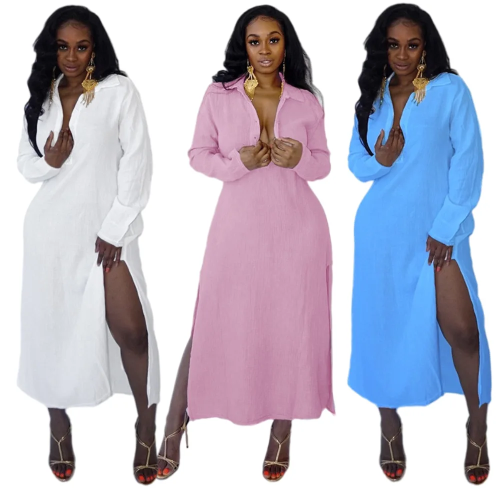 Women Oversized Clothing Maxi Dresses Plus Size Loose Casual Solid Color Long Slit Ladies Dress
Women Oversized Clothing Maxi Dresses Plus Size Loose Casual Solid Color Long Slit Ladies Dress