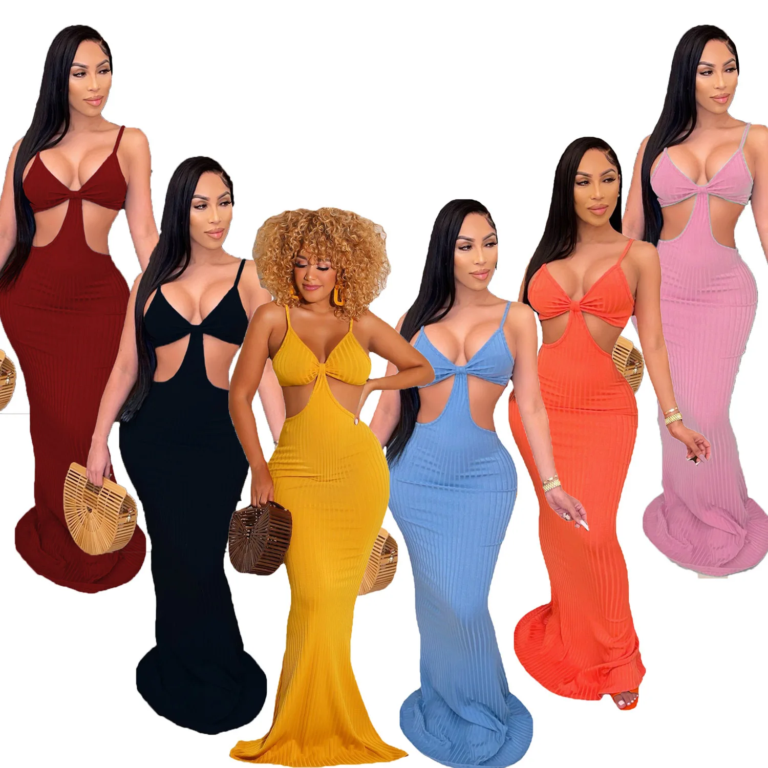 Deep V-Neck Solid Backless Cutout Bodycon Sleeveless Maxi Evening Floor Length Dress
Deep V-Neck Solid Backless Cutout Bodycon Sleeveless Maxi Evening Floor Length Dress