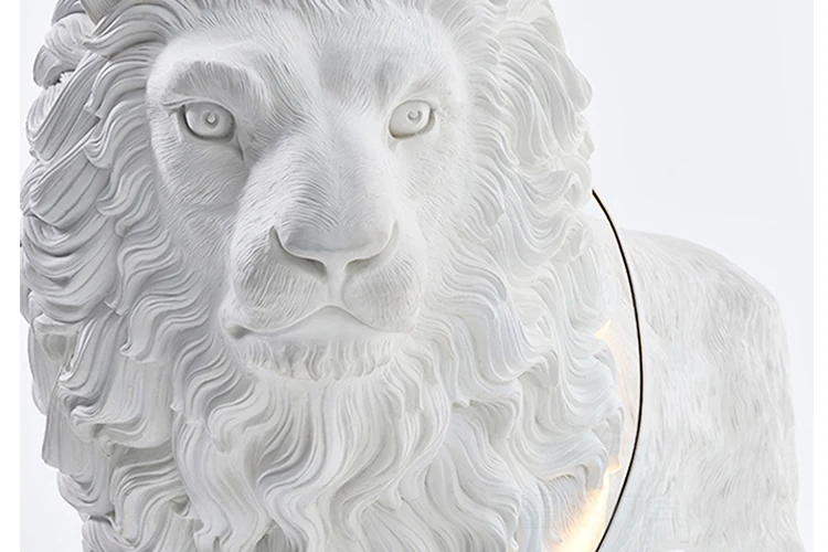 Modern LED Lion Resin LED light Floor White Standing Lamp Living Room Home Decor
