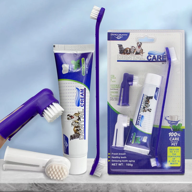 Pet Toothpaste Puppy Toothpaste Toothbrush Set Medium Large Dog Oral Cleaning Supplies Four-Piece Cat And Dog Set
Pet Toothpaste Puppy Toothpaste Toothbrush Set Medium Large Dog Oral Cleaning Supplies Four-Piece Cat And Dog Set