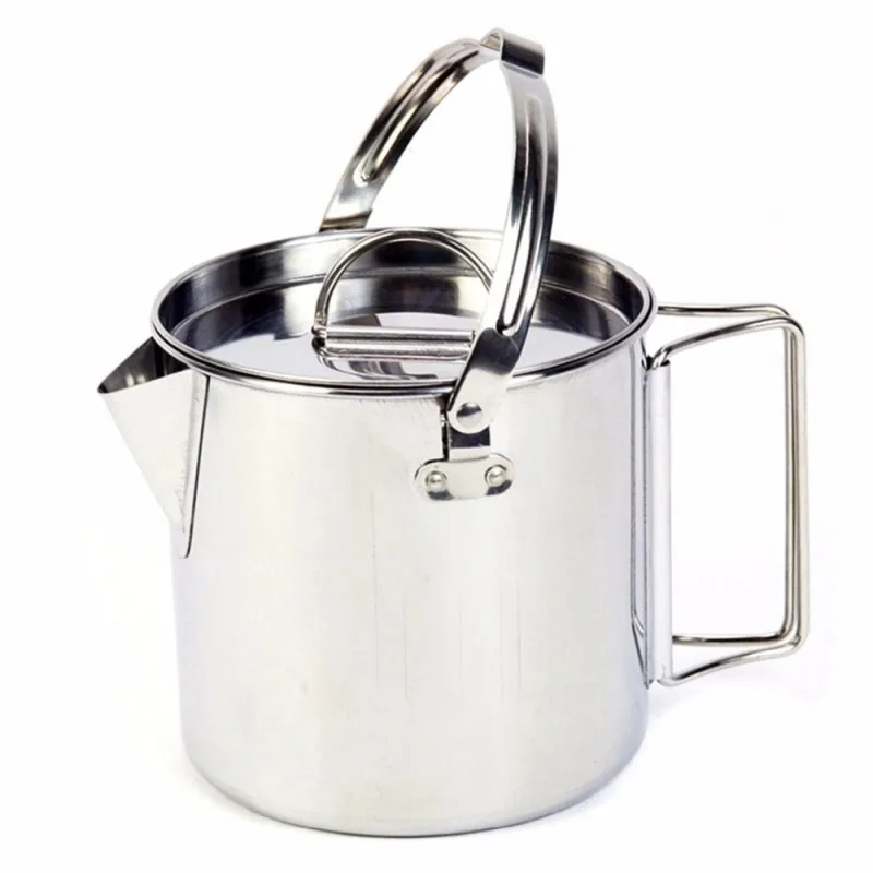 Outdoor stainless steel kettle picnic hanging pot folding handle coffee pot, Silver
Outdoor stainless steel kettle picnic hanging pot folding handle coffee pot, Silver