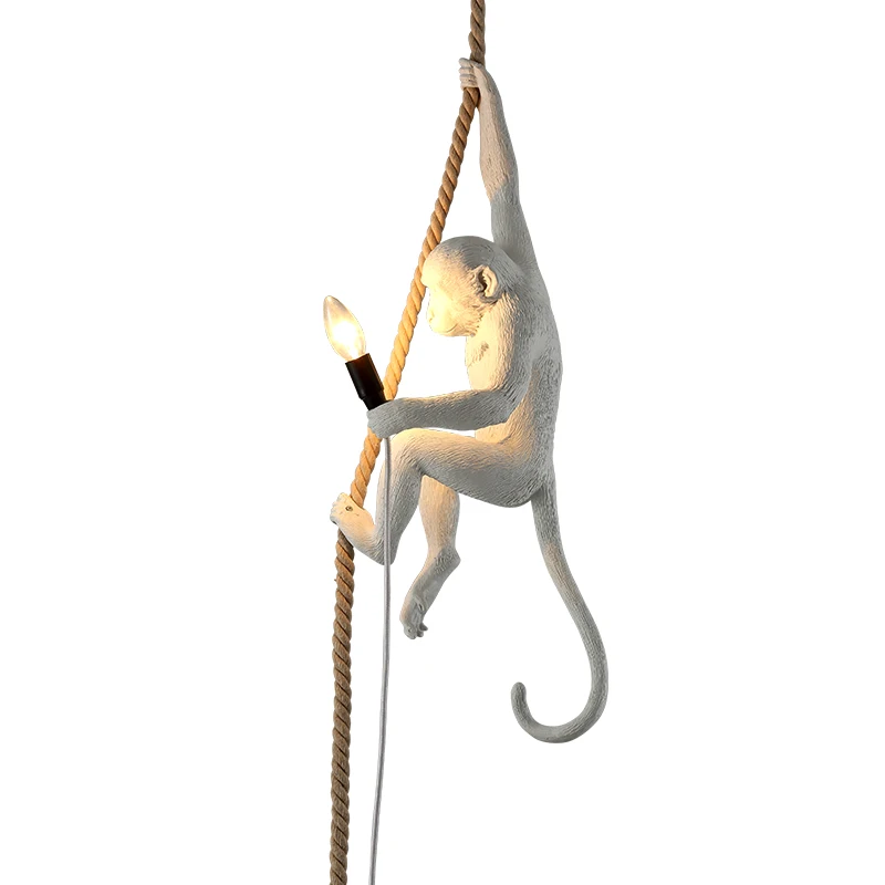 Factory price gold white black animal hanging resin chandelier pendant light led monkey lamp for children kids room