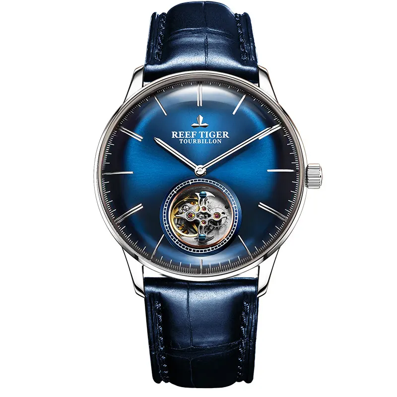 Reef Tiger Blue Tourbillon Watch Men Automatic Mechanical Watches Genuine Leather Strap relogio masculine RGA1930
Reef Tiger Blue Tourbillon Watch Men Automatic Mechanical Watches Genuine Leather Strap relogio masculine RGA1930