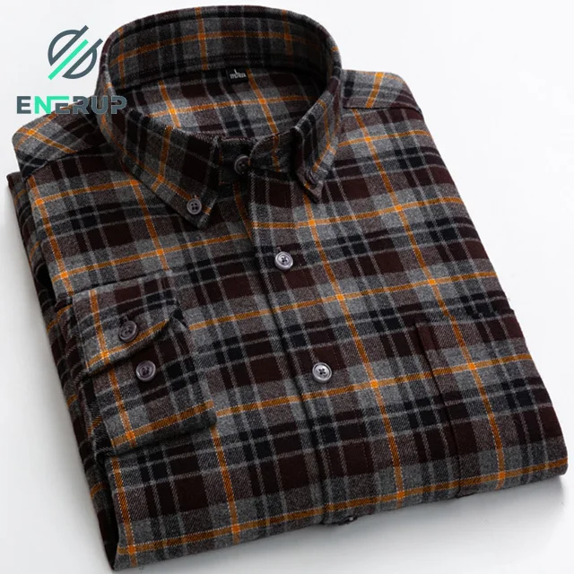 Enerup Custom Wholesale Single Patch Pocket Designer Man Business Cotton Casual Plaid Long T Shirts
Enerup Custom Wholesale Single Patch Pocket Designer Man Business Cotton Casual Plaid Long T Shirts