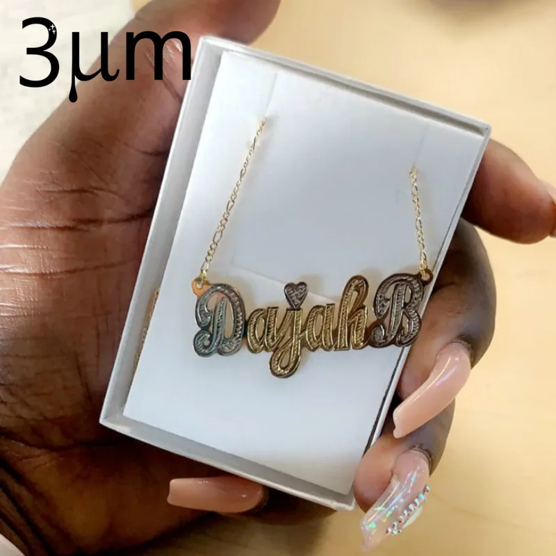 2 tone Gold Color texture figaro chain Personalized Hip Hop Letter Necklace double plated Custom 3d Name Necklaces
2 tone Gold Color texture figaro chain Personalized Hip Hop Letter Necklace double plated Custom 3d Name Necklaces