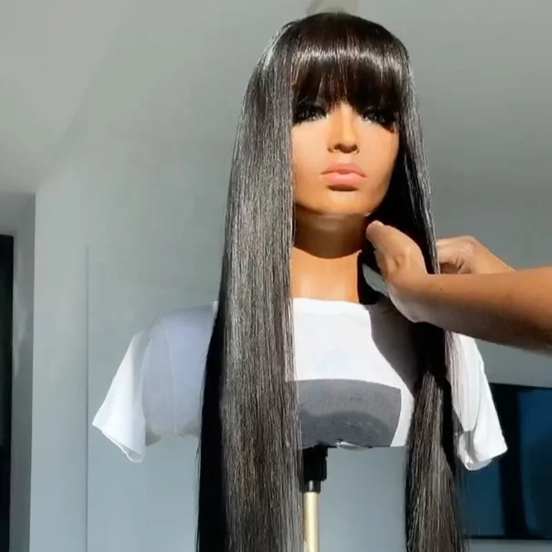 Shy Hair Wig Prepluck Hairline Human Hair Wigs 26inch Silky Straight With Bang Mink Virgin Brazilian Hair Lace Wigs
Shy Hair Wig Prepluck Hairline Human Hair Wigs 26inch Silky Straight With Bang Mink Virgin Brazilian Hair Lace Wigs