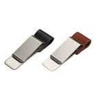 Creative Stainless Steel Metal Money Clip with Leather