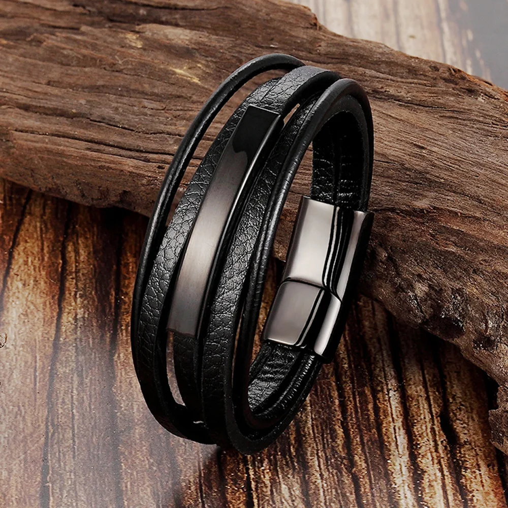 Trendy Vintage Woven PVD Black Bracelet Handmade Custom Made Multi-layer Mens Braided Leather Jewellery Bracelets
Trendy Vintage Woven PVD Black Bracelet Handmade Custom Made Multi-layer Mens Braided Leather Jewellery Bracelets