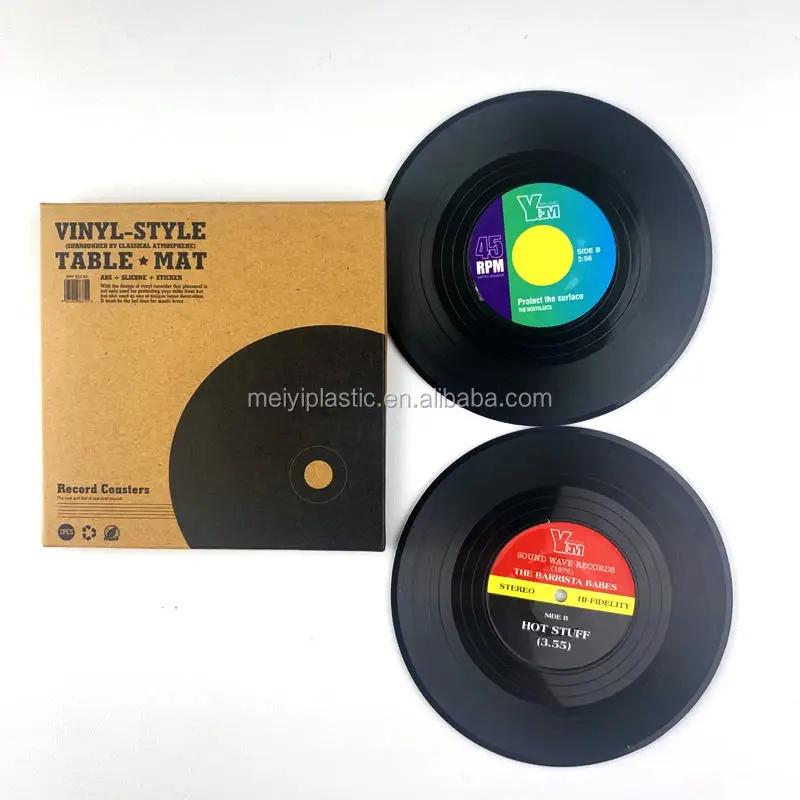 Retro Vinyl record coaster 2pcs one set round record cup mat in stocked for fast delivery, Black with label
Retro Vinyl record coaster 2pcs one set round record cup mat in stocked for fast delivery, Black with label