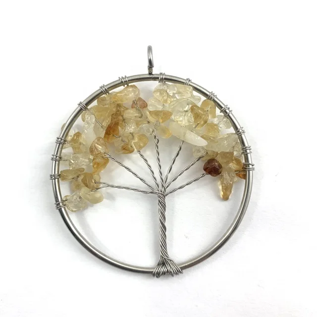 Beaded Citrine Tree of Life pendant 
Beaded Citrine Tree of Life pendant
