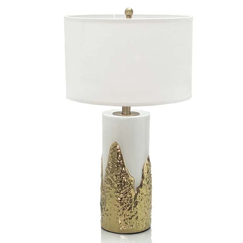 Chinese new style handmade fabric shade porcelain vase ceramic home hotel desk table lamp