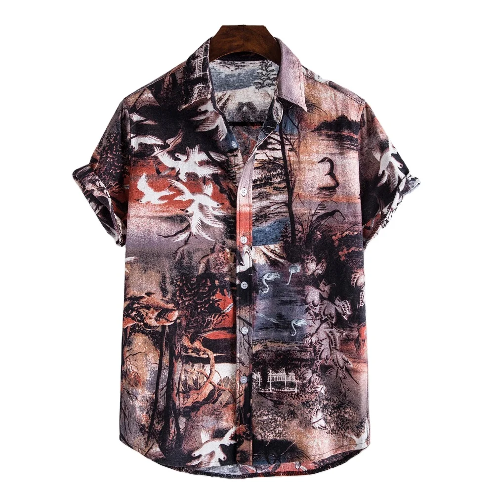 New summer large-size men's short-sleeved shirt fashion print shirt temperament commuting
New summer large-size men's short-sleeved shirt fashion print shirt temperament commuting