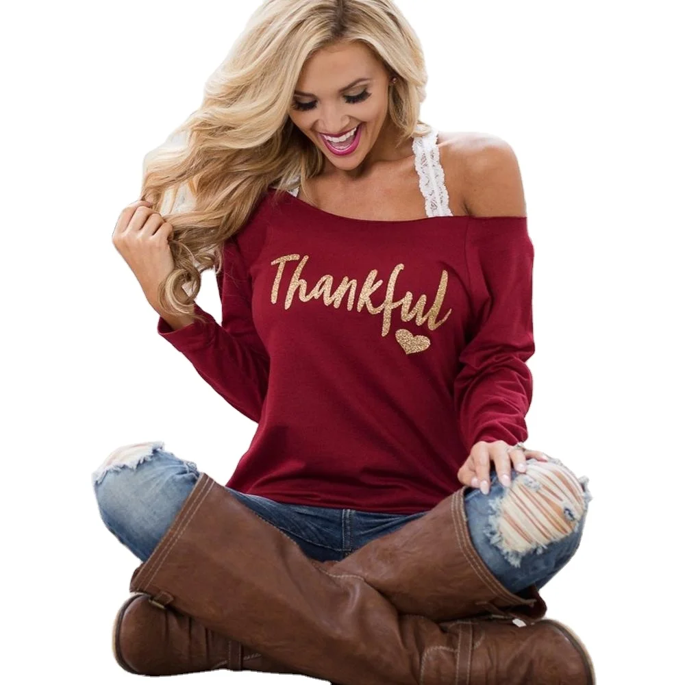 2020 European And American THANKFUL Letter Printed Diagonal Strapless Long-sleeved T-shirt
2020 European And American THANKFUL Letter Printed Diagonal Strapless Long-sleeved T-shirt