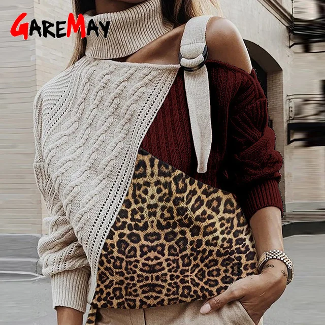 Patchwork Knitted Turtleneck Leopard Sweater Women Off Shoulder Autumn Sweaters Pullover Winter Long Sleeve Oversized Sweater
Patchwork Knitted Turtleneck Leopard Sweater Women Off Shoulder Autumn Sweaters Pullover Winter Long Sleeve Oversized Sweater