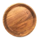 Custom Acacia Wood Serving Tray Round Plate Food Dish for Fruit Dessert Cake Snack Candy Salad