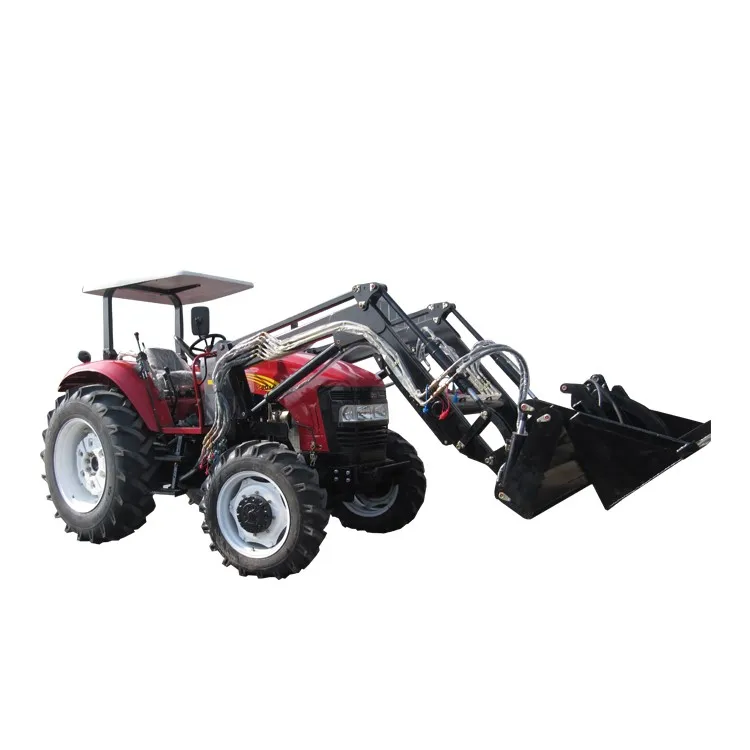 Chino de equipos agrícolas/barato/granja mini tractor 4wd 45hp 55hp compacto pequeño tractor 4 en 1 frente Pala y a pala