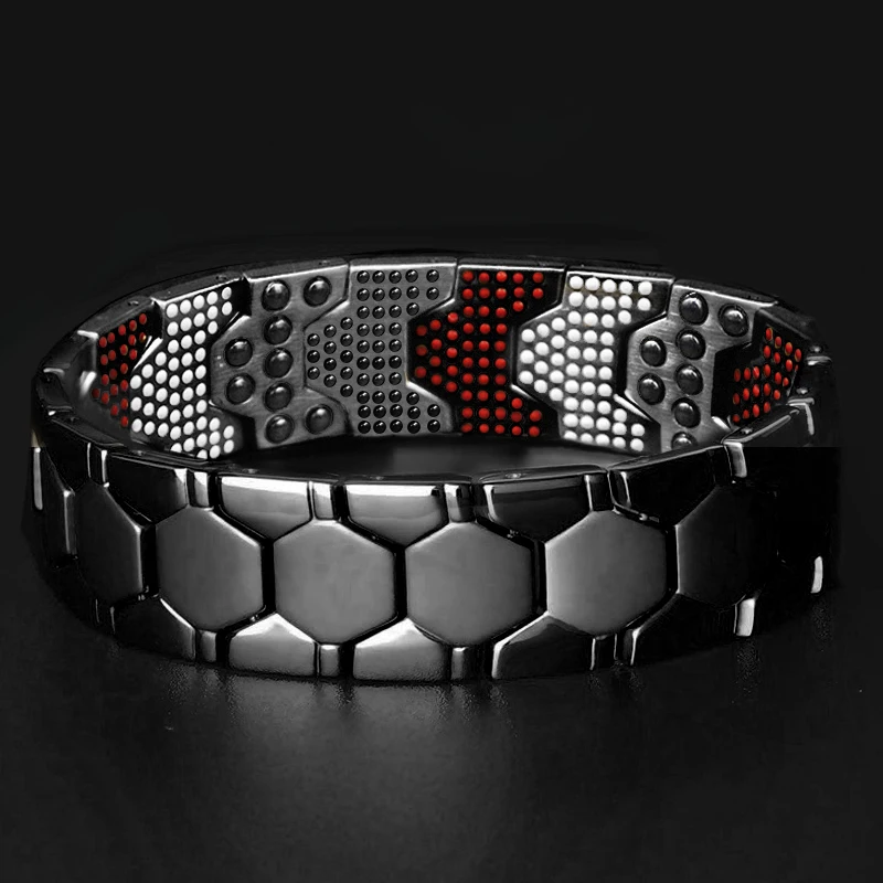 

Black Pure Titanium Magnetic Therapy Bracelet Men Energy Germanium Magnet Health Bracelet