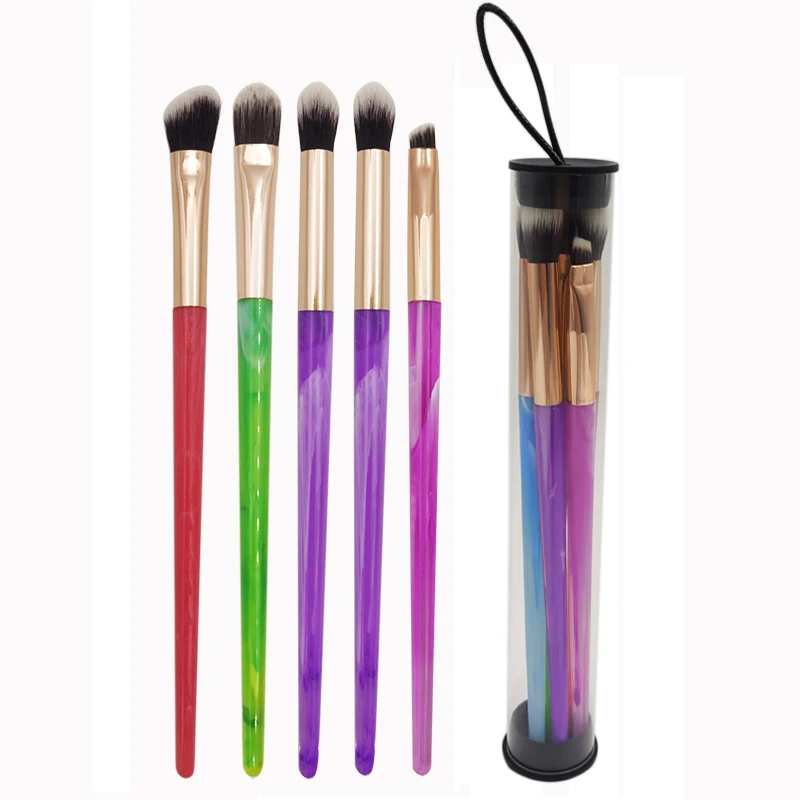 New wholesale Glazed plastic handle cute 5pcs colorful Eye Makeup brush set, Black+brown
New wholesale Glazed plastic handle cute 5pcs colorful Eye Makeup brush set, Black+brown