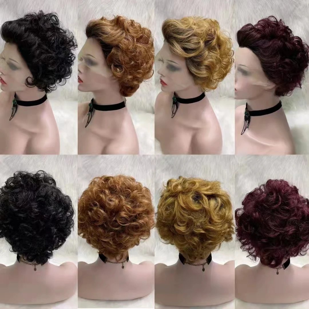 Brazilian 1B 27 99J Curly And Straight Ombre Color 13X4X1 Tpart Transparent Lace Front Wig Pixie Cut Janet Short Human Hair Wigs
Brazilian 1B 27 99J Curly And Straight Ombre Color 13X4X1 Tpart Transparent Lace Front Wig Pixie Cut Janet Short Human Hair Wigs
