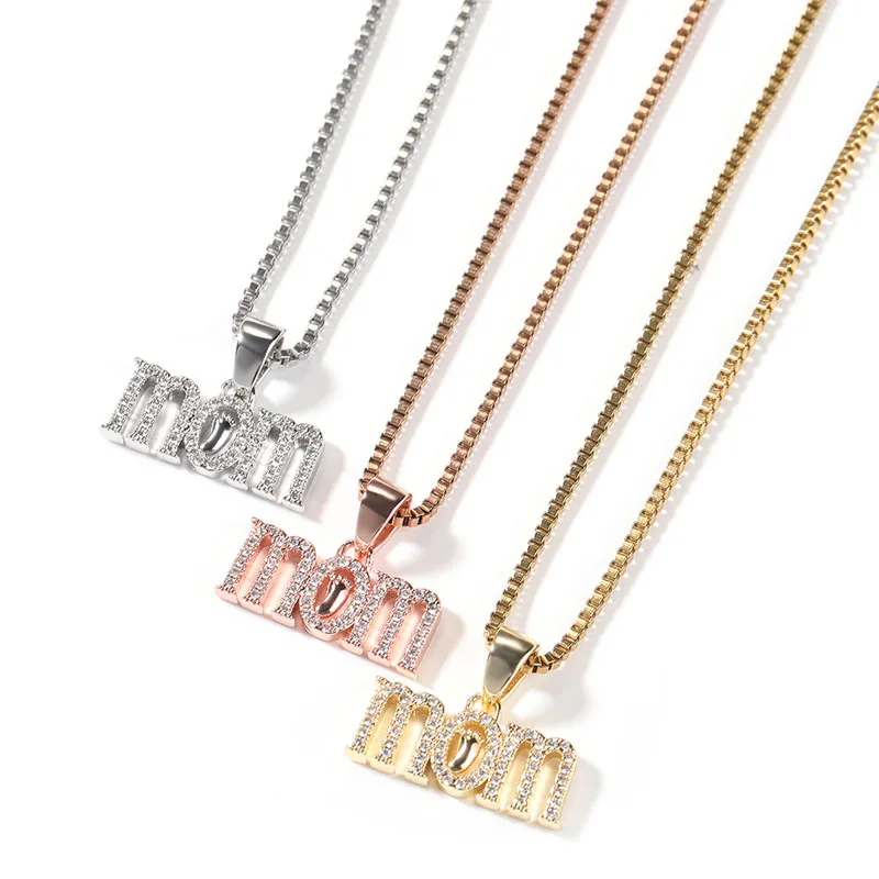 Hip Hop Wholesale Personalized Gold Plated Cubic Zirconia ice out brass Letter MOM pendant necklace jewelry for Mother's Gift
Hip Hop Wholesale Personalized Gold Plated Cubic Zirconia ice out brass Letter MOM pendant necklace jewelry for Mother's Gift