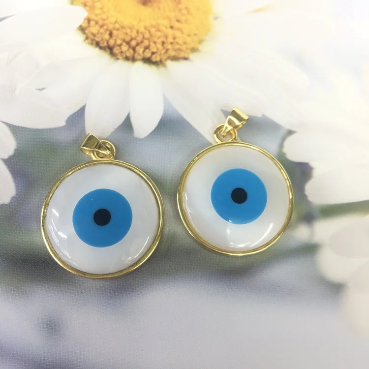 Wholesale price copper bezel white blue 20mm MOP evil eye bead chain pendant, Lasting long
Wholesale price copper bezel white blue 20mm MOP evil eye bead chain pendant, Lasting long
