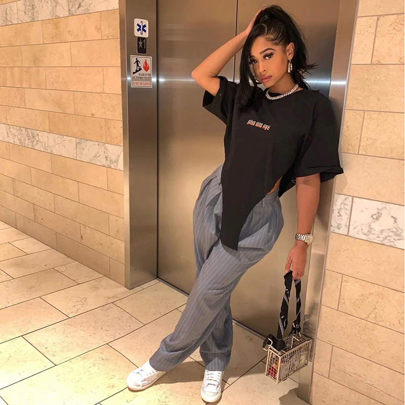 2021 new arrival Letter Print Crop Top Short Irregular Top with Short Sleeve Loss women T-Shirts A20887T
2021 new arrival Letter Print Crop Top Short Irregular Top with Short Sleeve Loss women T-Shirts A20887T