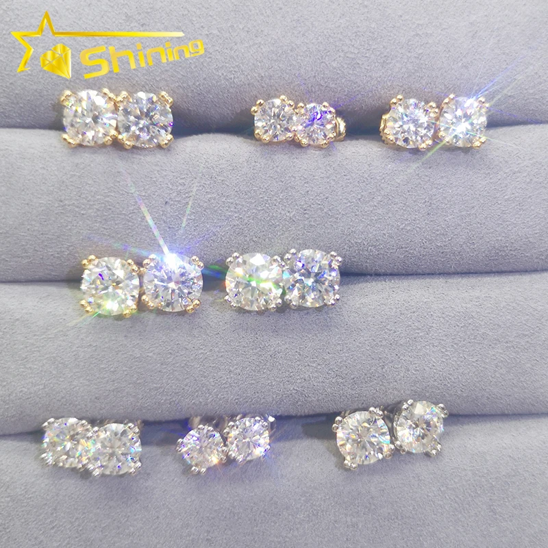 Hiphop Stud Earrings sterling silver 925 jewellery 8 prongs Screw Back shining moissanite ring
Hiphop Stud Earrings sterling silver 925 jewellery 8 prongs Screw Back shining moissanite ring