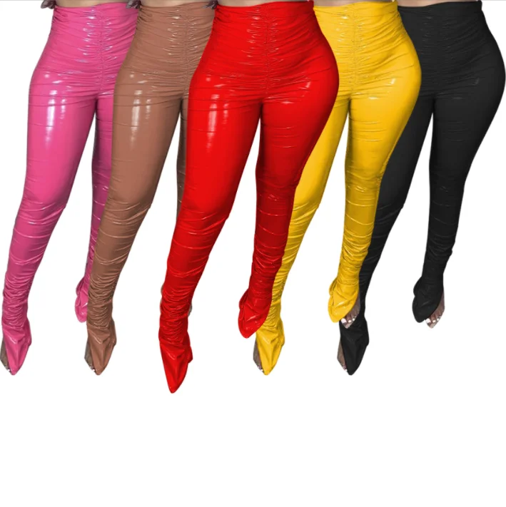 2021 winter leather trousers fashion casual red black brown high waist thick shinny Split stack leather pants for women
2021 winter leather trousers fashion casual red black brown high waist thick shinny Split stack leather pants for women