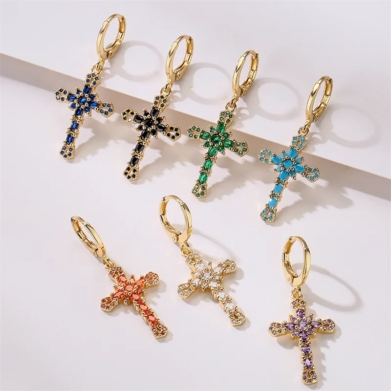 Wholesale New Design Classic Jewelry Brass Plated 18K Gold Inlaid Zircon Cross Pendant Earrings For Women 
Wholesale New Design Classic Jewelry Brass Plated 18K Gold Inlaid Zircon Cross Pendant Earrings For Women